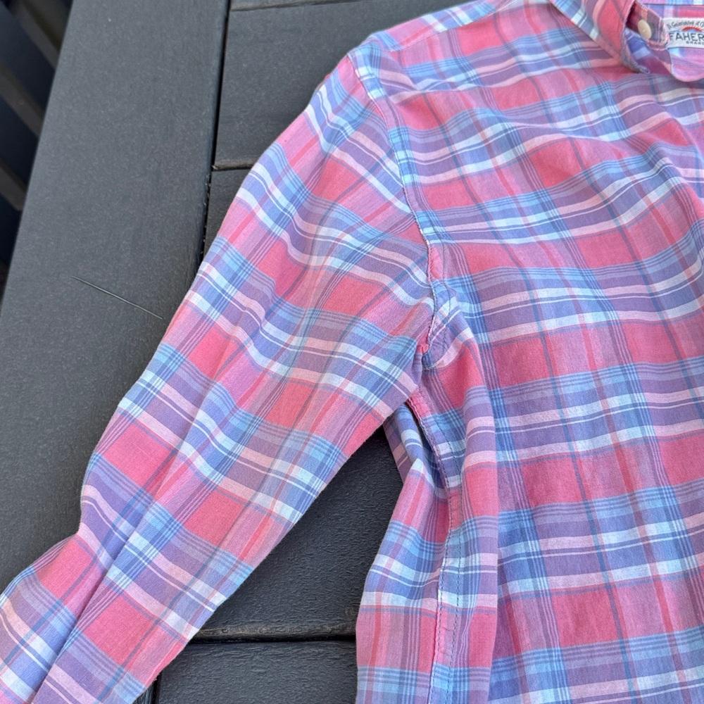 Faherty Men's Lightweight Plaid Shirt - Pink/Red and Blue - Picture 6 of 9